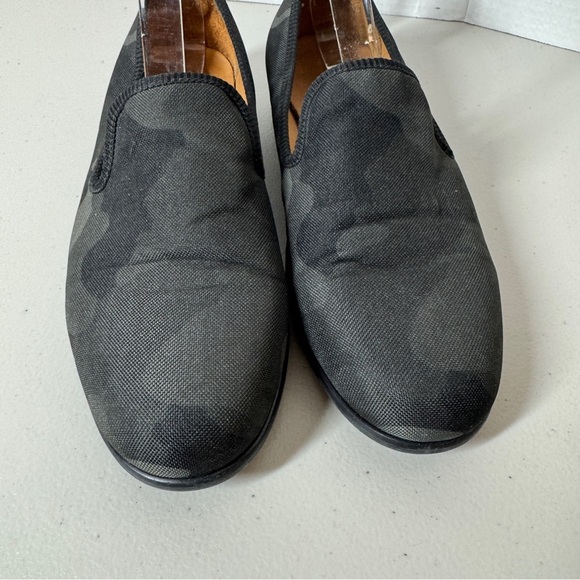 Duke + Dexter Black Camo Canvas Loafers Size 7 Handmade in England Slip-On Shoes - Picture 4 of 11